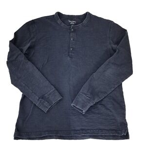 UNTUCKit Shirt Mens‎ Medium Blue Long Sleeve Henley Yannik Slub Cotton Top